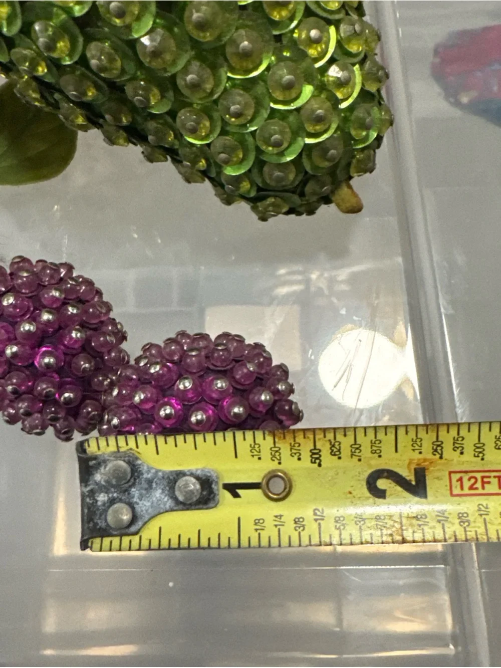Beaded /sequined Fruit Ornament Set - Apple lemon pear and berries